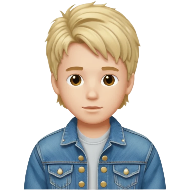 boy with 80s hairstyle and wears fancy denim jacket emoji