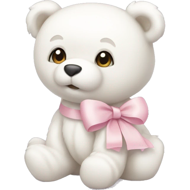 White teddy bear with light pink bow emoji