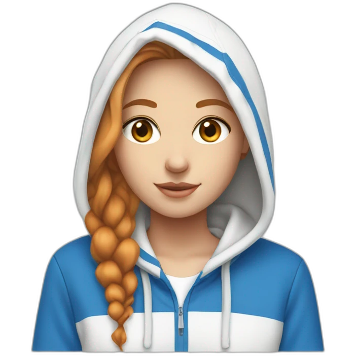 Israeli blonde and redhead girl in blue and white hoodie emoji
