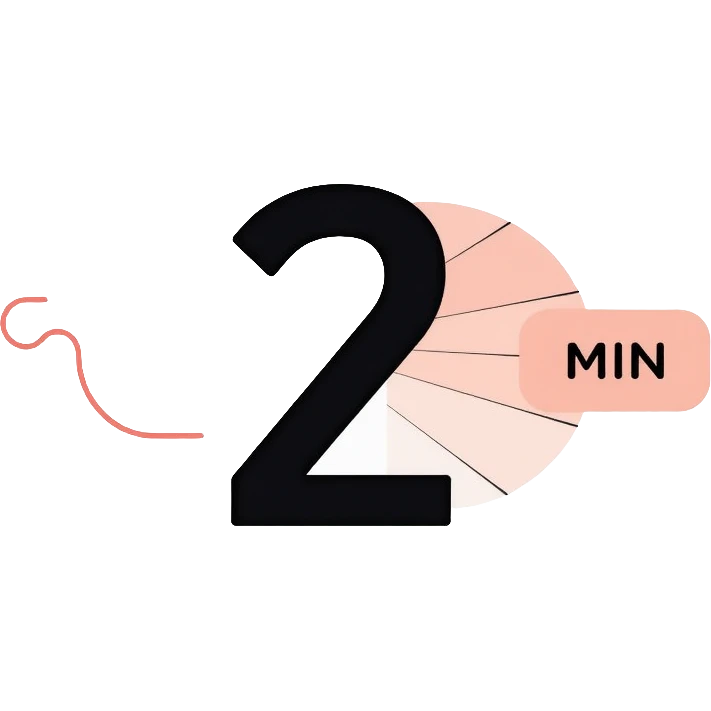 The number 2 with "min" indicator, like on a digital timer display emoji