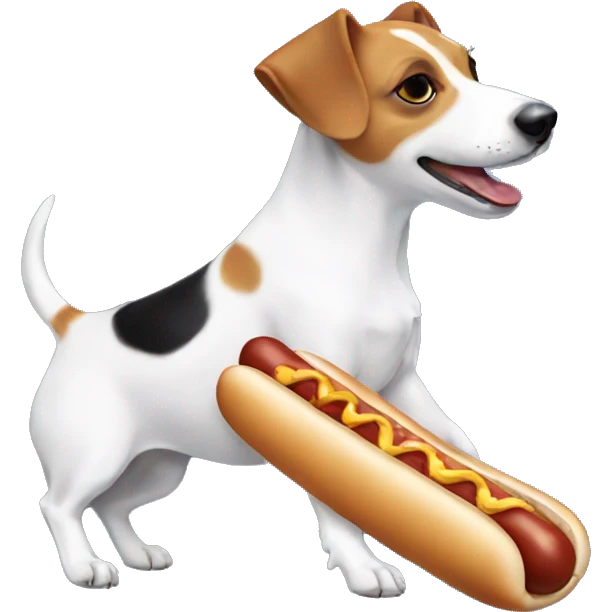 a jack russell eating a hot dog emoji