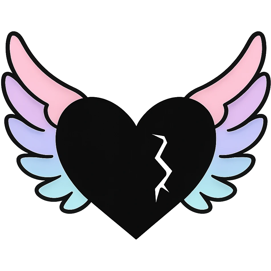 emo heart with pastel wings, remove background emoji