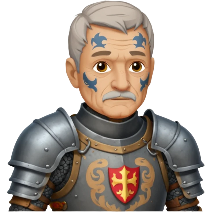 elderly tattooed knight, tattooed shoulder emoji