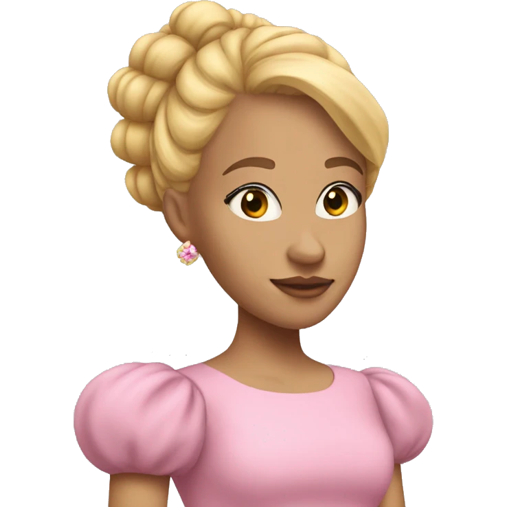 Blonde hair girl with beehive hair and crown in pink puff sleeve dress emoji