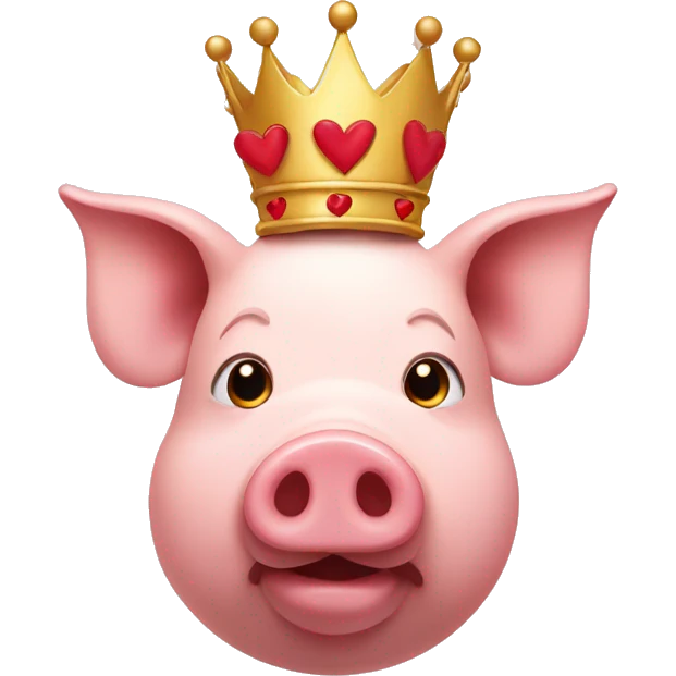 Pig with crown and a lot of hearts emoji
