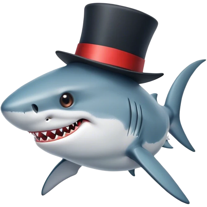 Shark with a top hat emoji