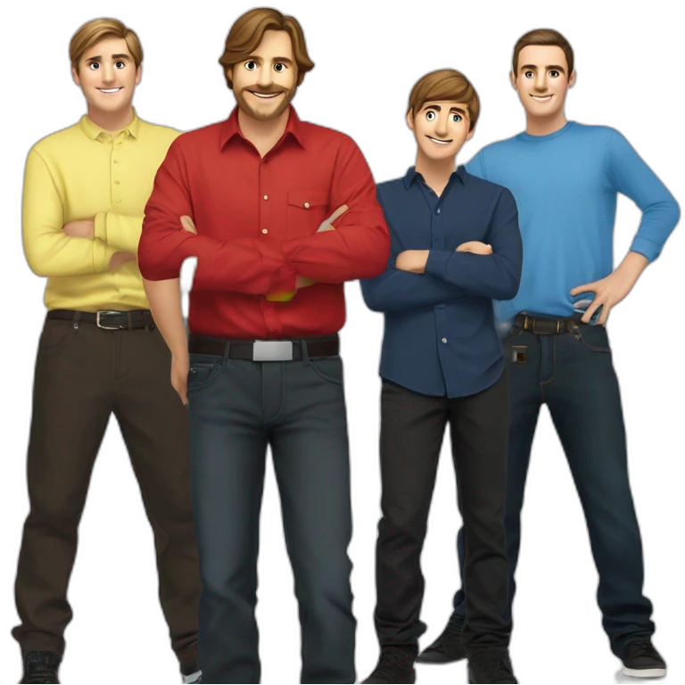 four boys smiling and standing emoji