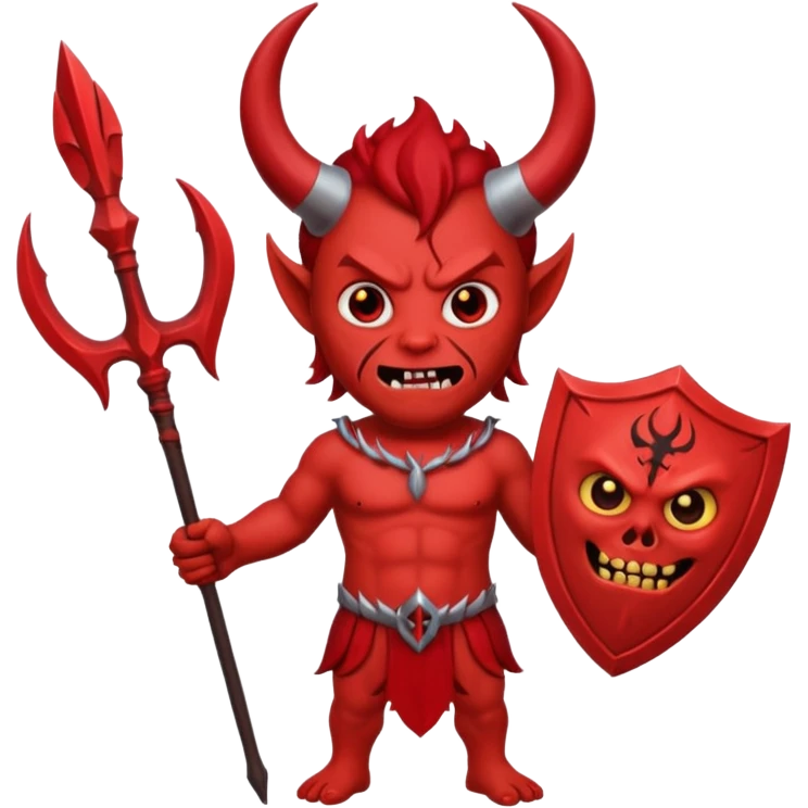 satan emoji holding a trident. make him red and scary emoji