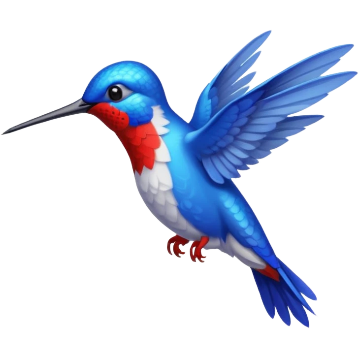 beija-flor como pluma azul e pé vermelho emoji