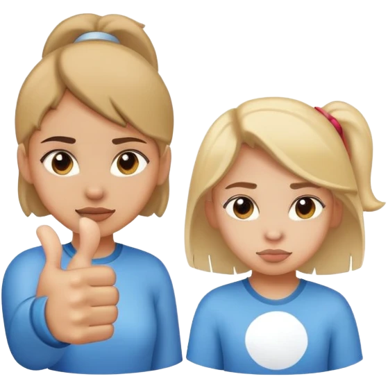 Girl with one hand giving thumbs up and the other hand giving thumbs down, showing mixed feelings emoji
