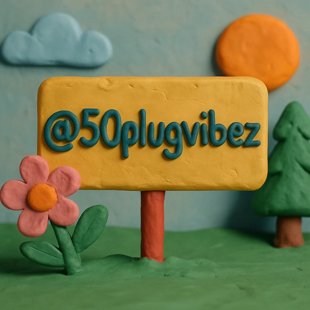 A sign that says "@50plugvibez"  emoji