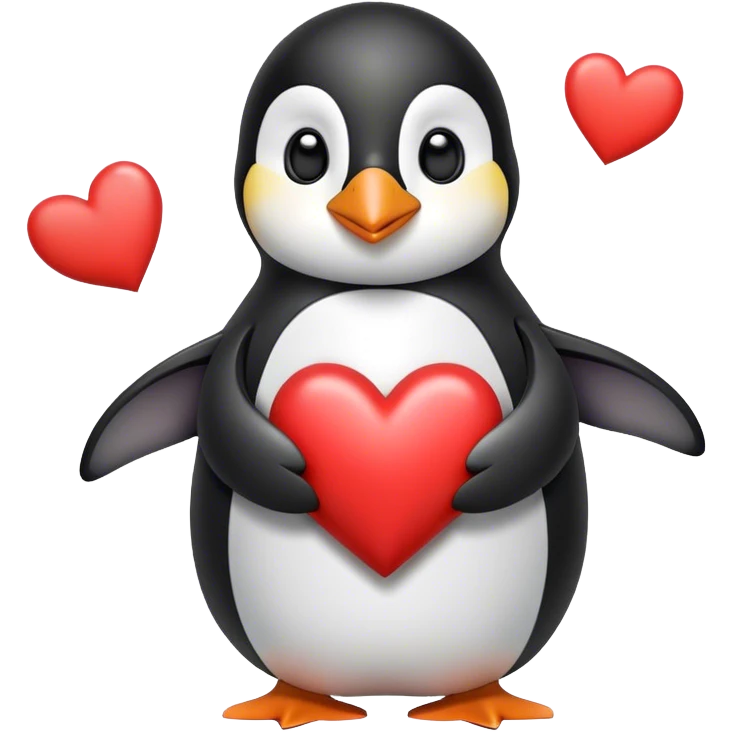 pingüino con corazones emoji