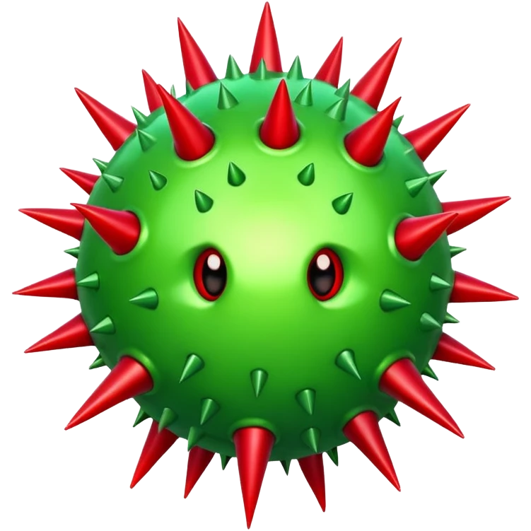 green circular virus with red spikes in iOS style emoji