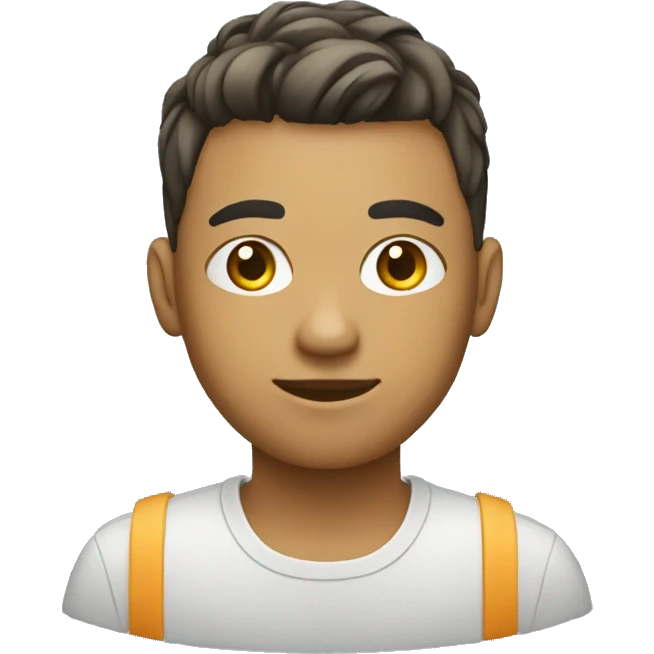 Young developer with undercuts haircut typing on computer emoji