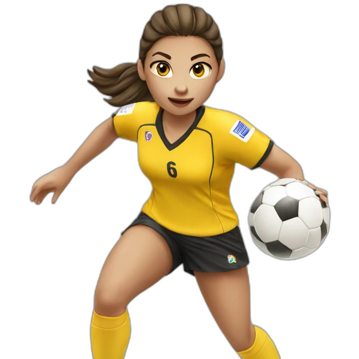 Teenage girl handball-yellow jersey-shooting  emoji