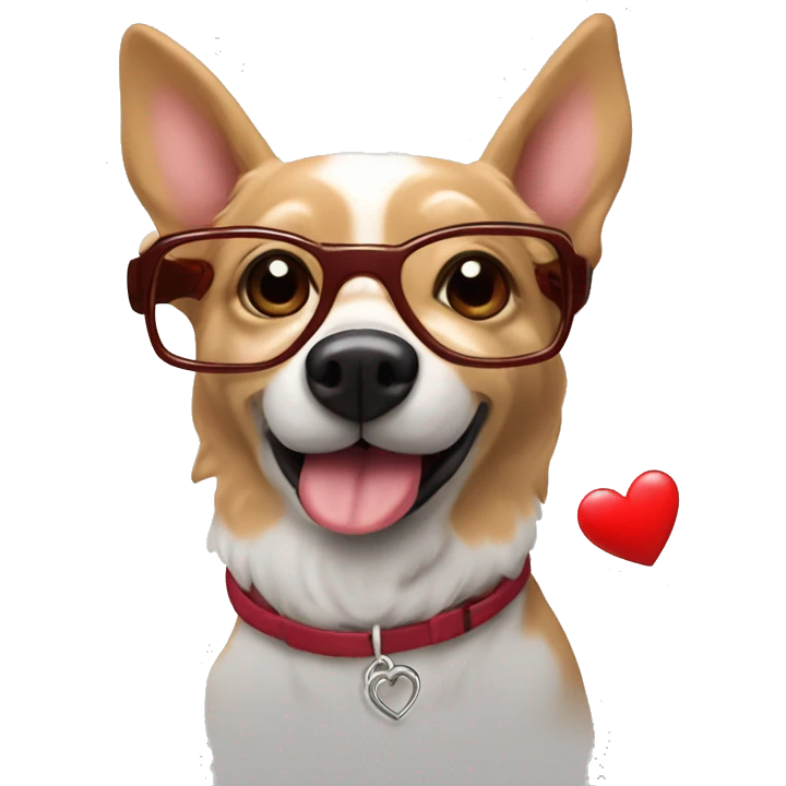 Perro salchicha con gafas de corazón ￼ emoji