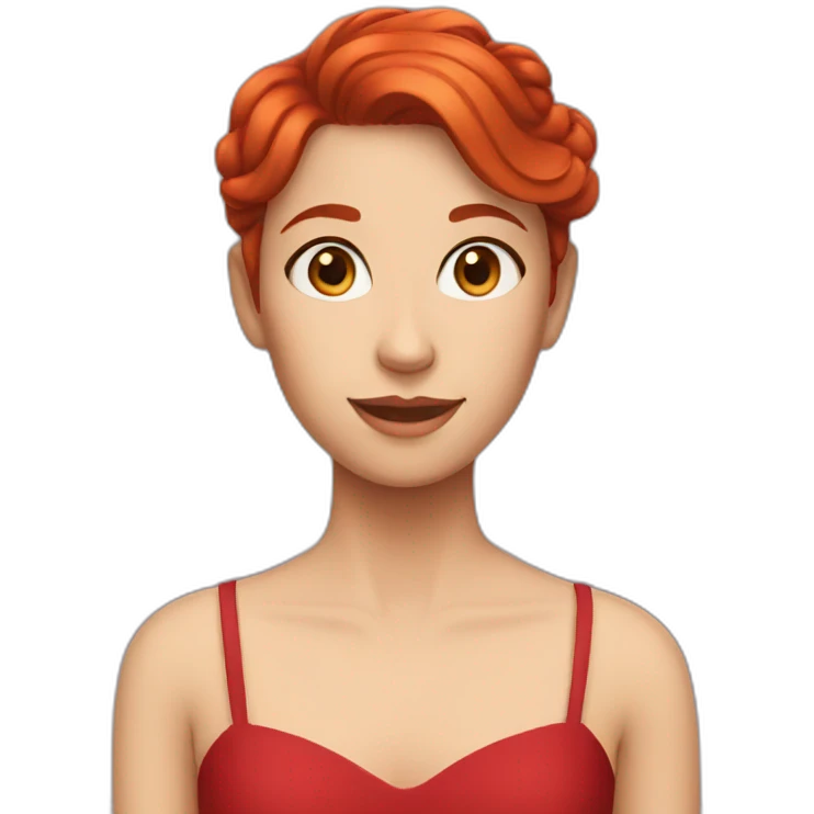 A girl with short red hair, a red Dress  emoji