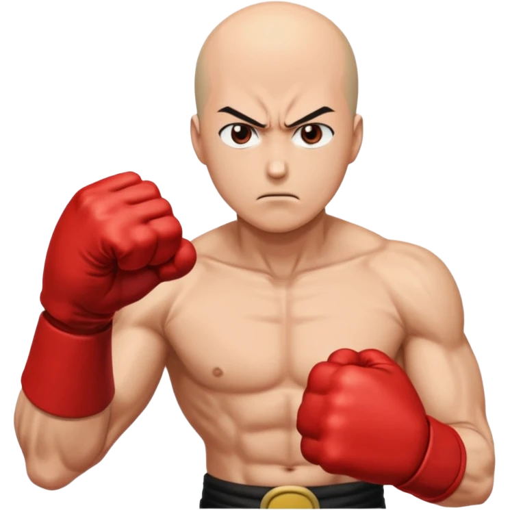 Angry Saitama with his red giant hand punching emoji