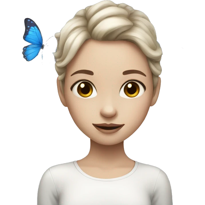 Girl white skin with blue butterflies emoji