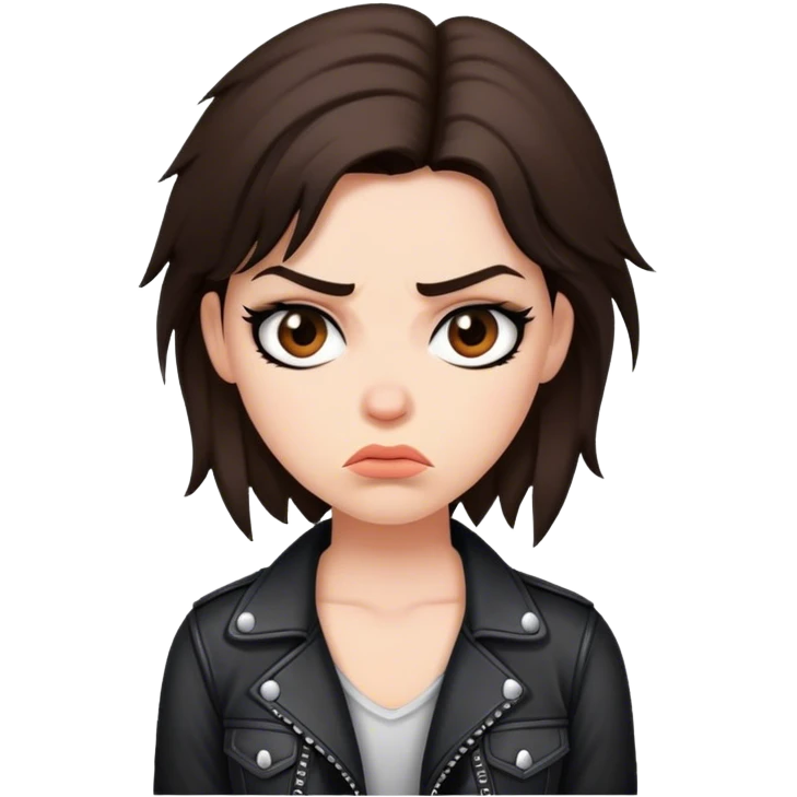 A brunette rocker girl annoyed emoji