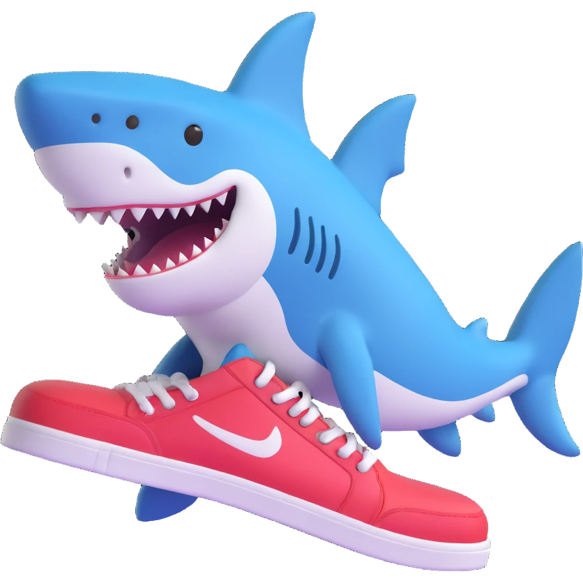 shark with colorful shoes emoji