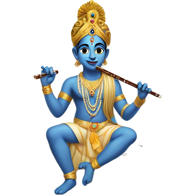 Lord Krishna with laptop and flute sketch emoji