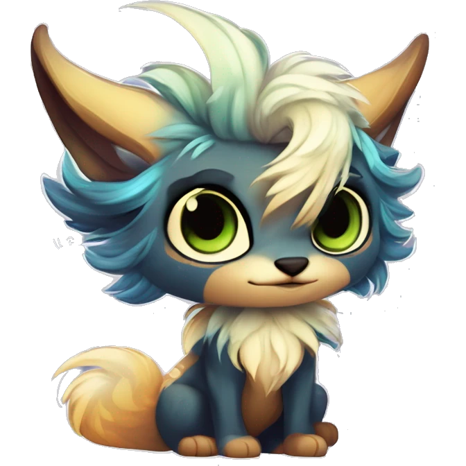 Cool cute Kawaii edgy fantasy shiny chibi animal creature fursona Fionbri vernid by griffsnuff & LiLaiRa & Falvie full bodyal emoji