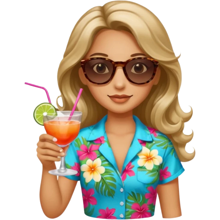 chill girl long curling hair in drink holders with sunglasses emoji