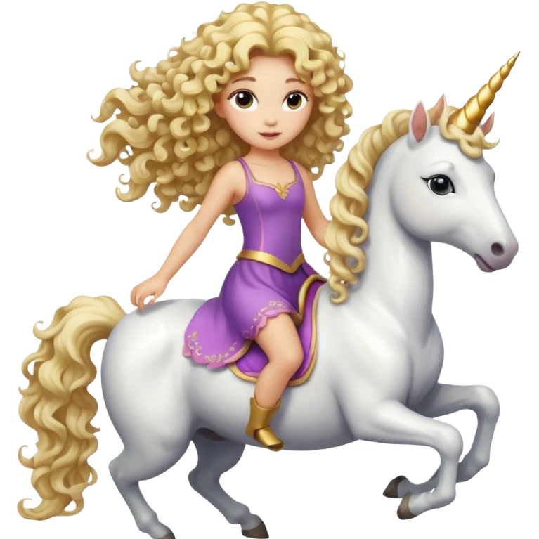 Blonde curly haired girl on unicorn emoji