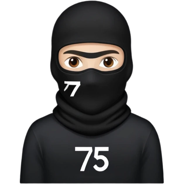 Quelqu un qui va à la guerre  avec une cagoule noir écrit dessus 75022 emoji