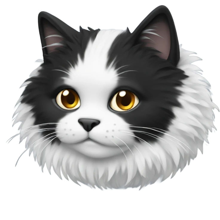 black and white fluffy cat  emoji