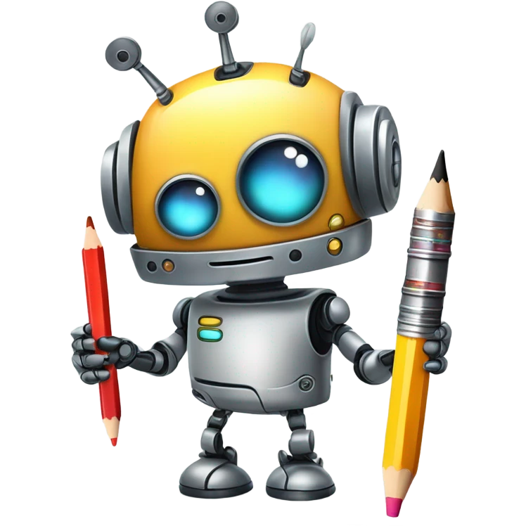 cute robot draws his self-portrait emoji