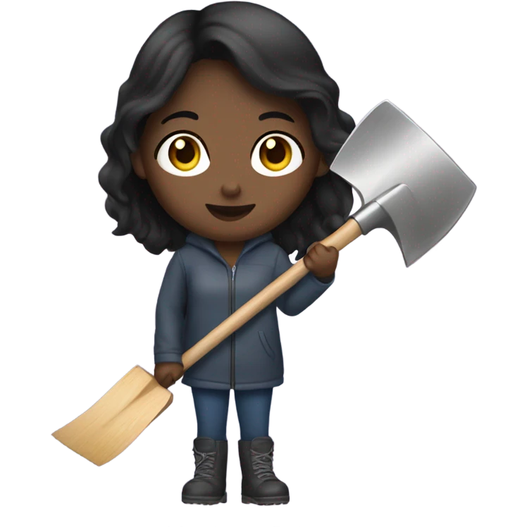 dark hair girl shovel emoji