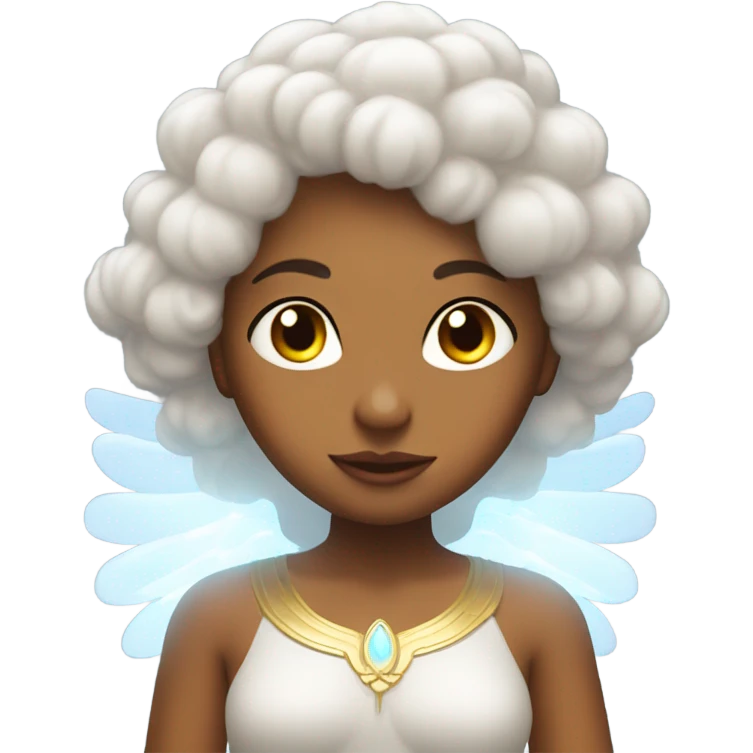 Peruvian female with angel wings, and a halo emoji