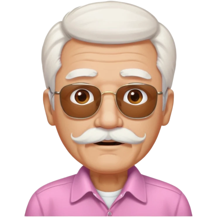 old guy with funny hair and brown shades and pink mustache emoji