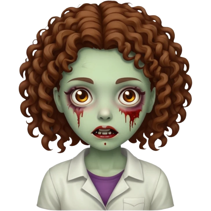 zombie girl curly brown hair emoji