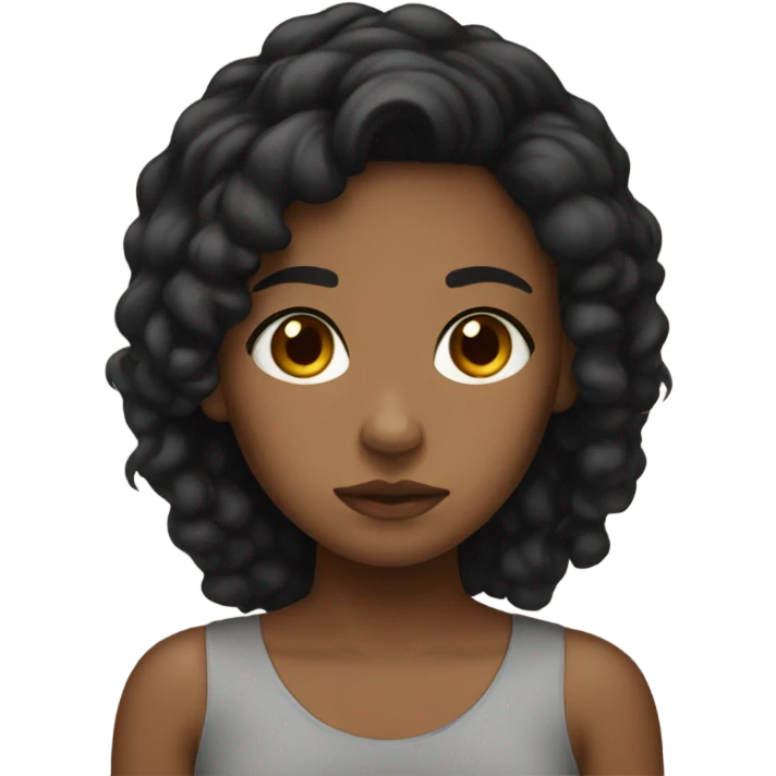 brownskin girl black hair sad emoji