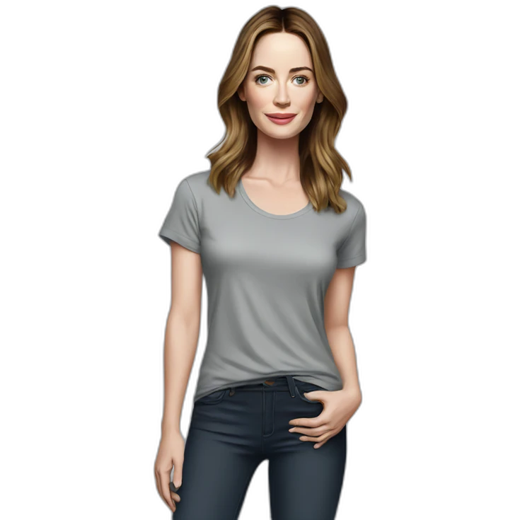 emily blunt cartoon wearing tee emoji