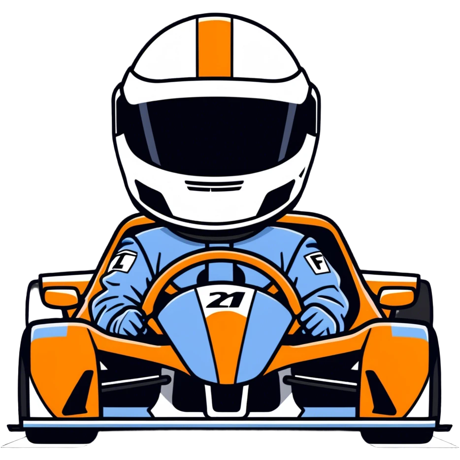 Person in mcclaren f1 race car emoji