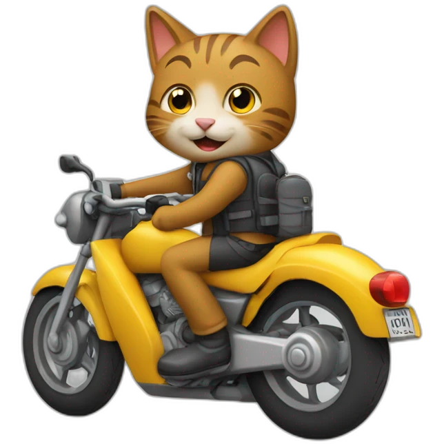 un chat conduisant une moto emoji