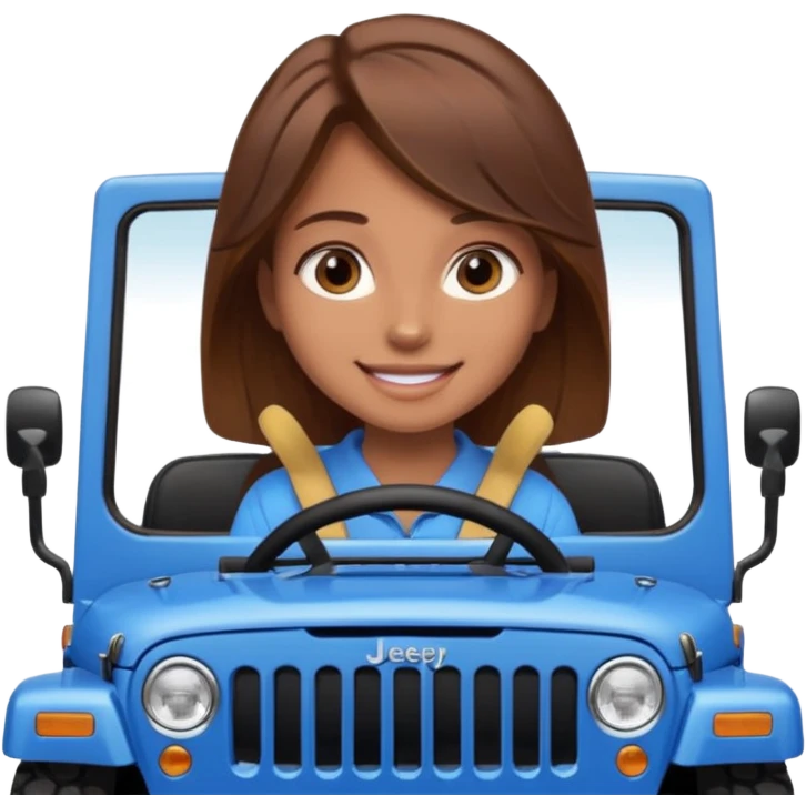 girl in a jeep, blue eyes and brown hair emoji