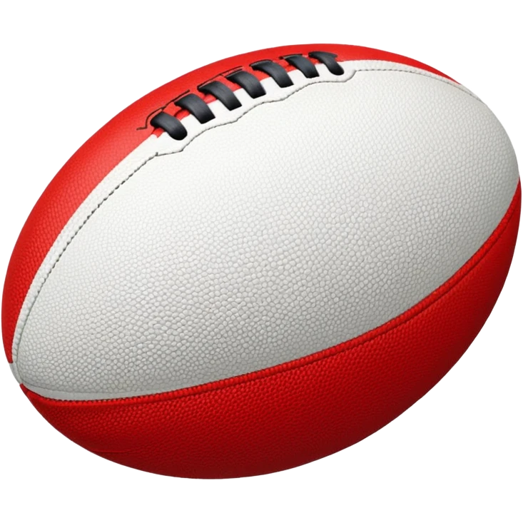 australian rules football ball with equal horizontal red, white and black stripes emoji