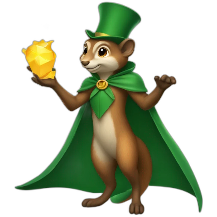 A_squirel_magician_with_a_green_cape emoji