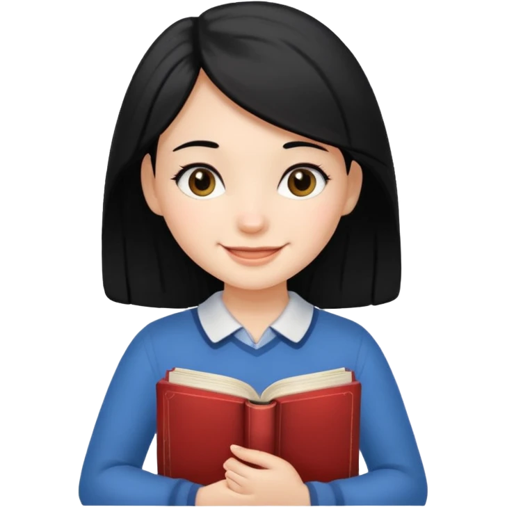 girl with black hair walking with book in hand emoji