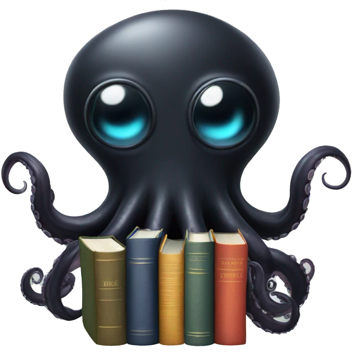 black Alien Octopus with books emoji
