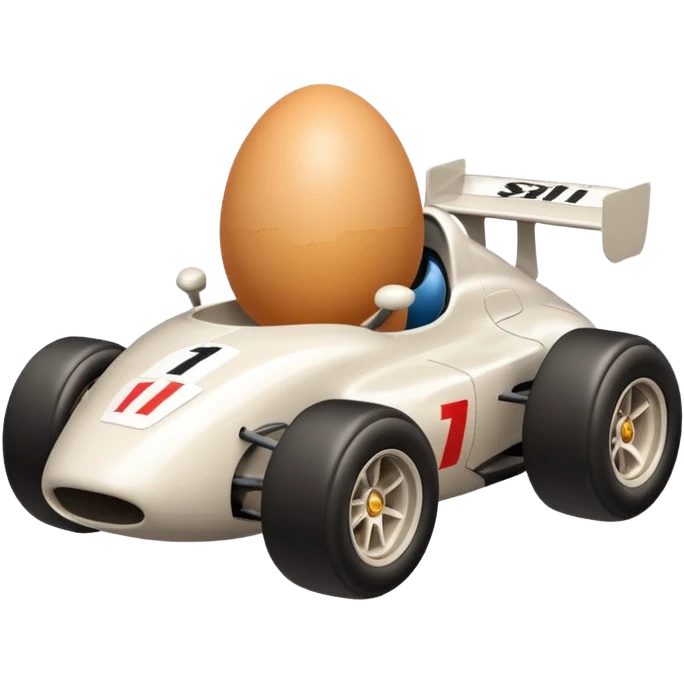 Sweet Egg in formula 1 car emoji