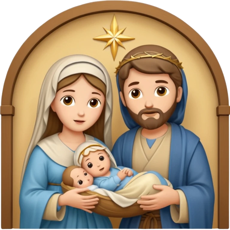 Pesebre con la virgen María San José y el niño Jesús emoji