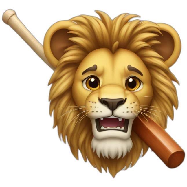 A lion crying with tears beside a cricket bat emoji