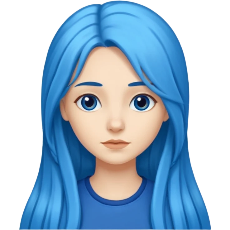 Kék, hosszú haj, fehér nő emoji