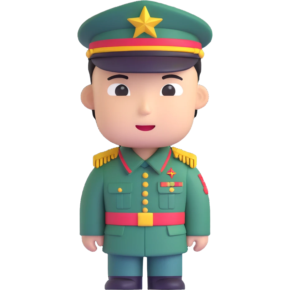 Chinese man in military uniform emoji